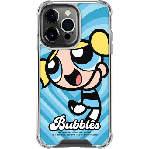 Cartoon Network Powerpuff Girls Bubbles Blue Hearts iPhone 14 Pro Clear Case